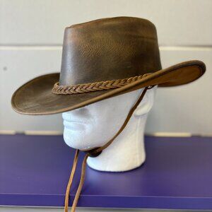 Real Leather Hats Western Style for Men and Women shapeable Brim vintage look.